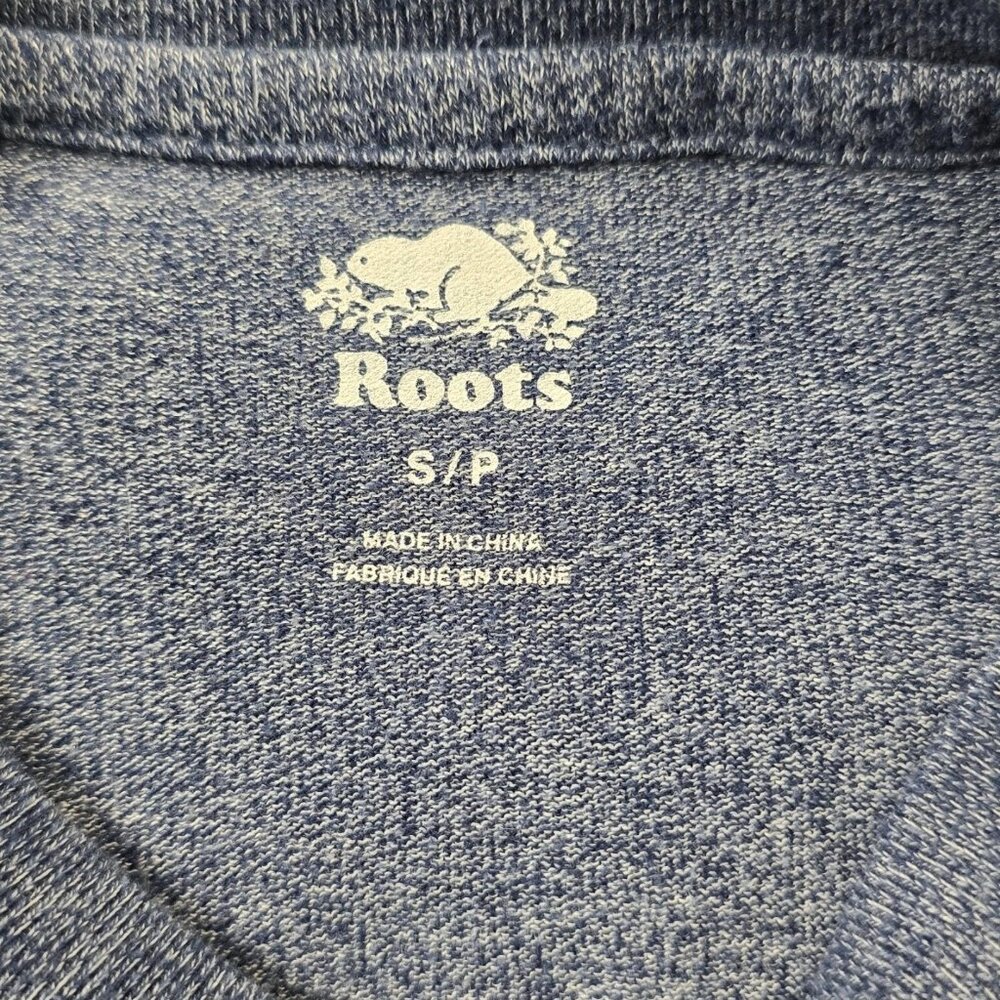 Roots Cooper Beaver Heathered Blue Shirt Logos Canada Vancouver EUC Size S/P - Picture 10 of 11